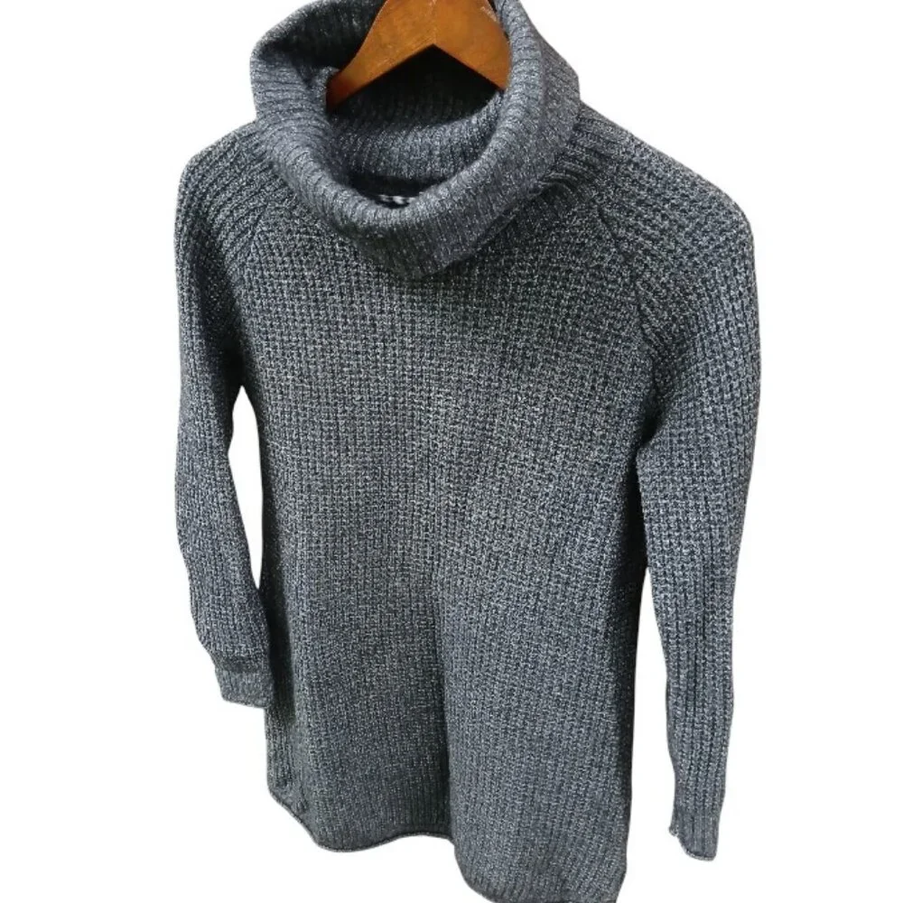 TOAD & CO Gray/Blue Tunic Wool Turtleneck Sweater EUC - Picture 2 of 11